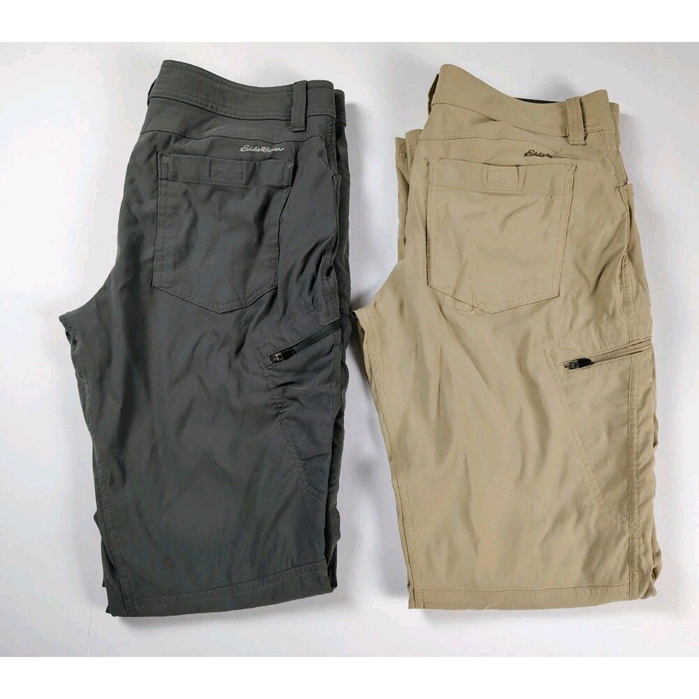 Eddie Bauer First Ascent Pants Lot Of 2 Mens 33x34 Gray Brown Hiking Stretch